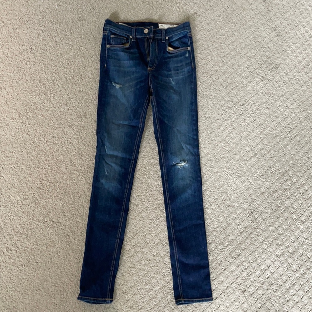 Rag & Bone High Waist Skinny Jeans in Daisy Wash